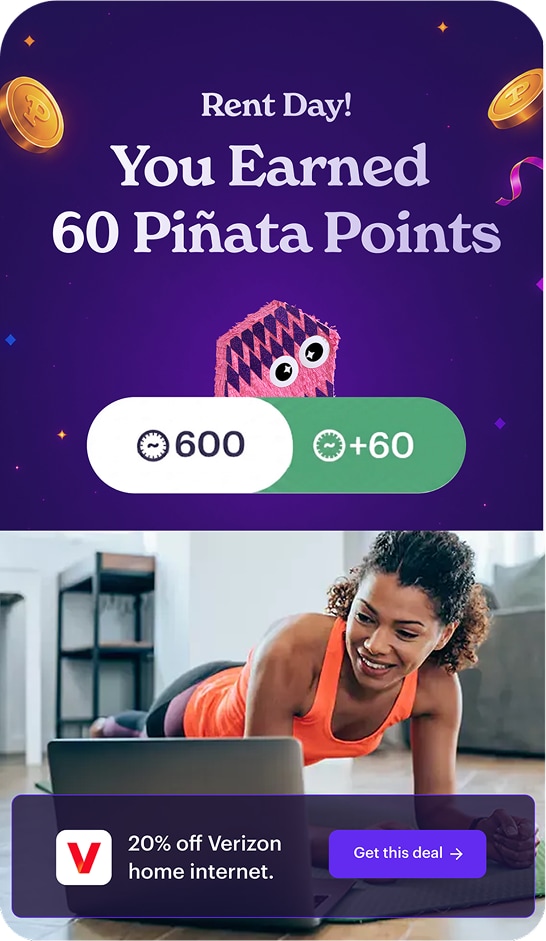 screenshot of Piñata app - showing credit points gain