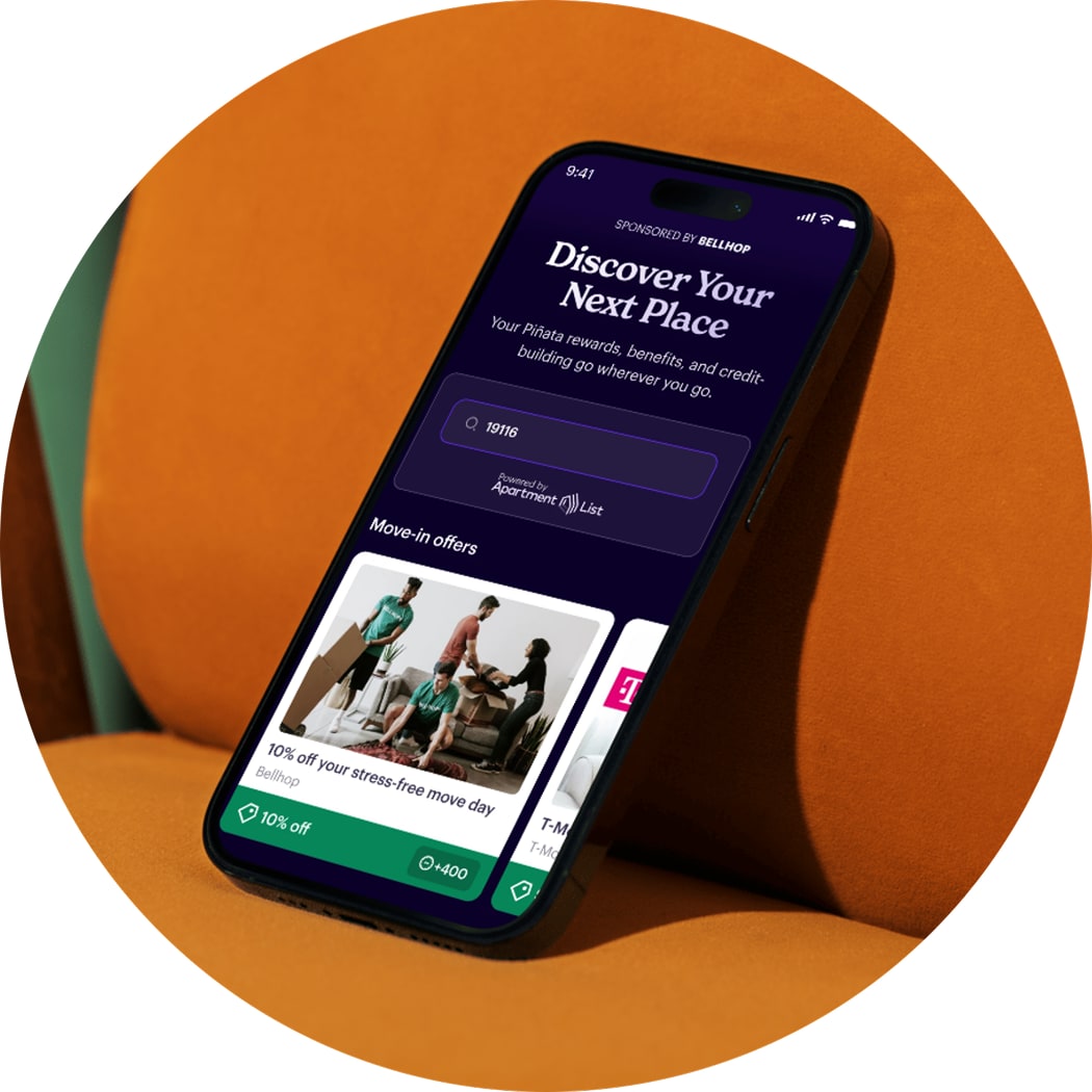 photo of Piñata app on iPhone on chair